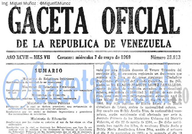 Gaceta Oficial 28913 del 7 Mayo 1969