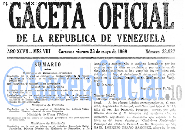 Gaceta Oficial 28927 del 23 Mayo 1969