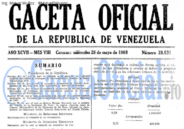 Gaceta Oficial 28931 del 28 Mayo 1969