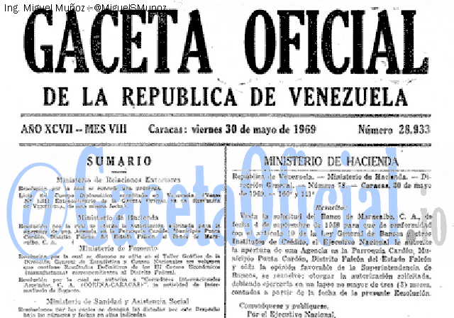 Gaceta Oficial 28933 del 30 Mayo 1969