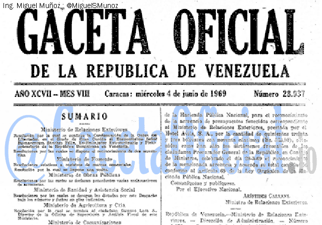 Gaceta Oficial 28937 del 4 Junio 1969