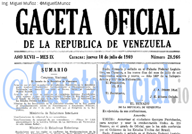 Gaceta Oficial 28966 del 10 Julio 1969