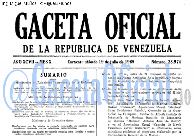 Gaceta Oficial 28974 del 19 Julio 1969