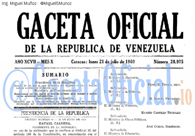 Gaceta Oficial 28975 del 21 Julio 1969