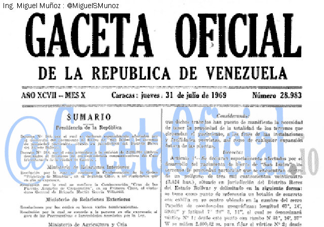 Gaceta Oficial 28983 del 31 Julio 1969