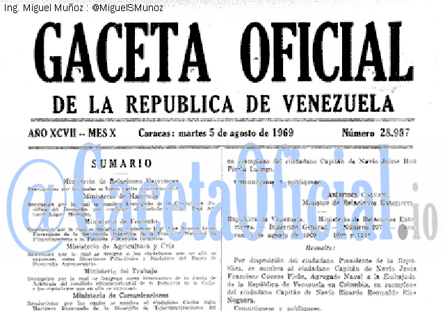 Gaceta Oficial 28987 del 5 Agosto 1969