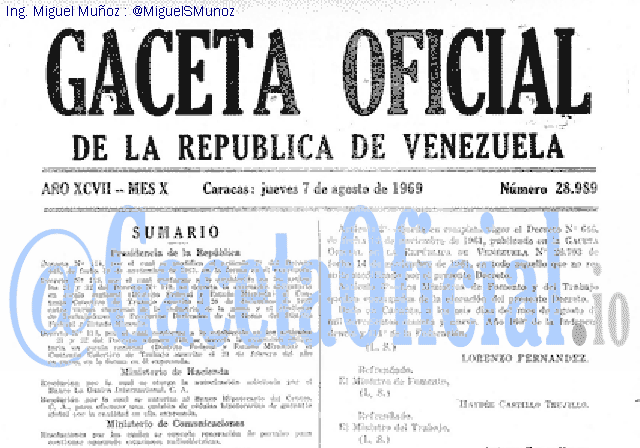 Gaceta Oficial 28989 del 7 Agosto 1969