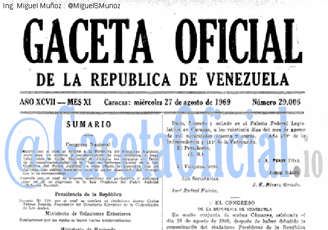 Gaceta Oficial 29006 del 27 Agosto 1969