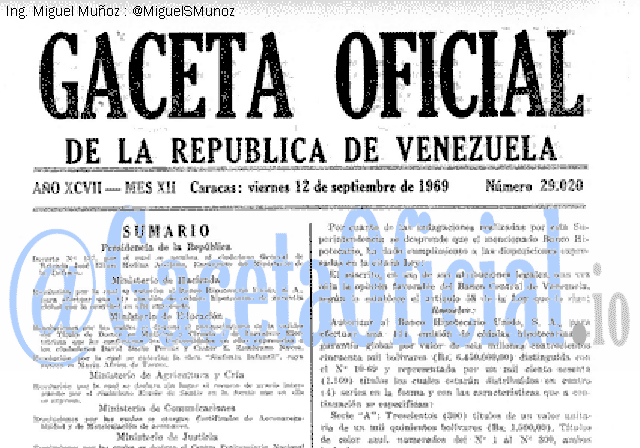 Gaceta Oficial 29020 del 12 Septiembre 1969