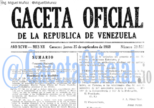 Gaceta Oficial 29031 del 25 Septiembre 1969