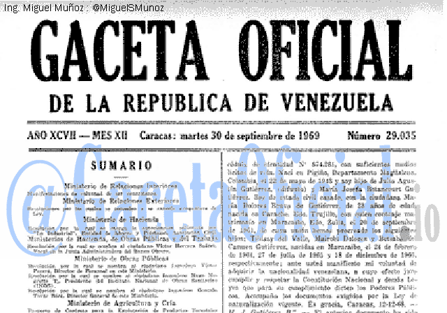 Gaceta Oficial 29035 del 30 Septiembre 1969