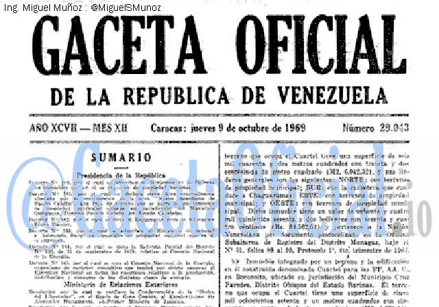 Gaceta Oficial 29043 del 9 Octubre 1969