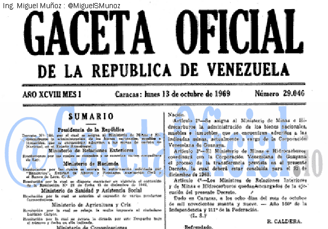 Gaceta Oficial 29046 del 13 Octubre 1969