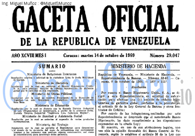 Gaceta Oficial 29047 del 14 Octubre 1969