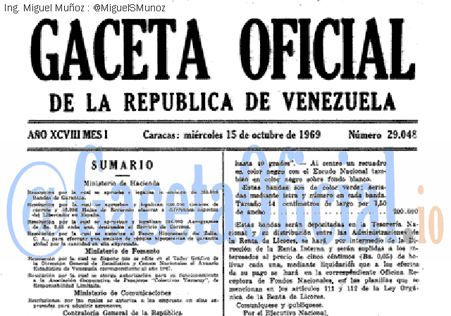 Gaceta Oficial 29048 del 15 Octubre 1969