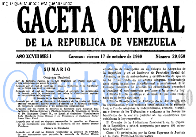 Gaceta Oficial 29050 del 17 Octubre 1969