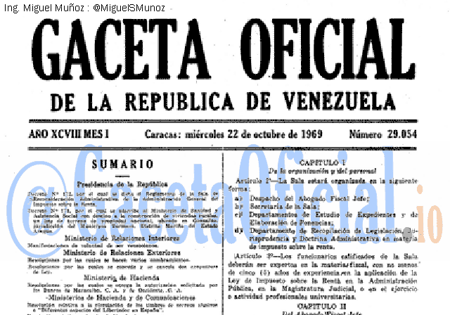 Gaceta Oficial 29054 del 22 Octubre 1969