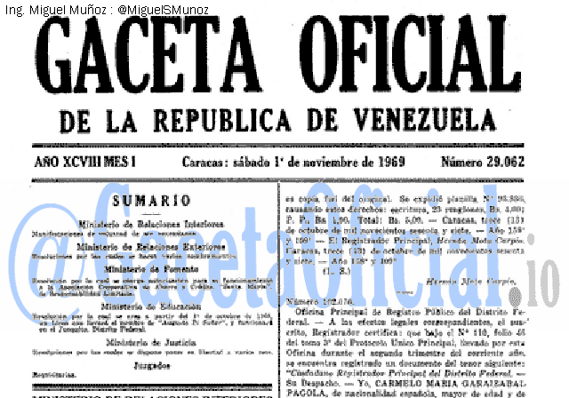 Gaceta Oficial 29062 del 1 Noviembre 1969