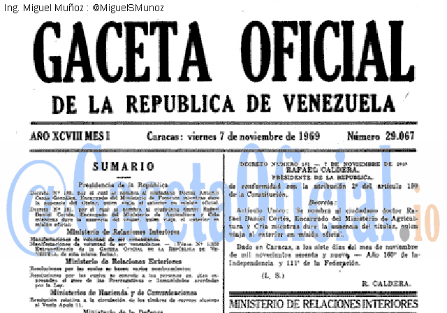 Gaceta Oficial 29067 del 7 Noviembre 1969