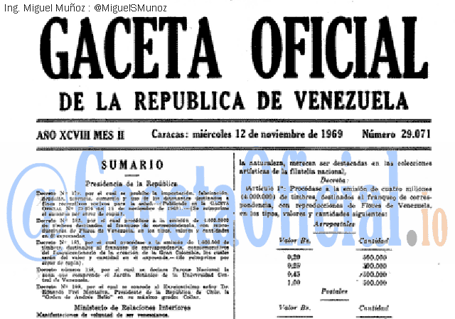 Gaceta Oficial 29071 del 12 Noviembre 1969