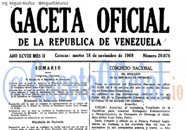 Gaceta Oficial 29076 del 18 Noviembre 1969