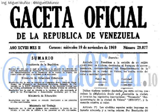 Gaceta Oficial 29077 del 19 Noviembre 1969