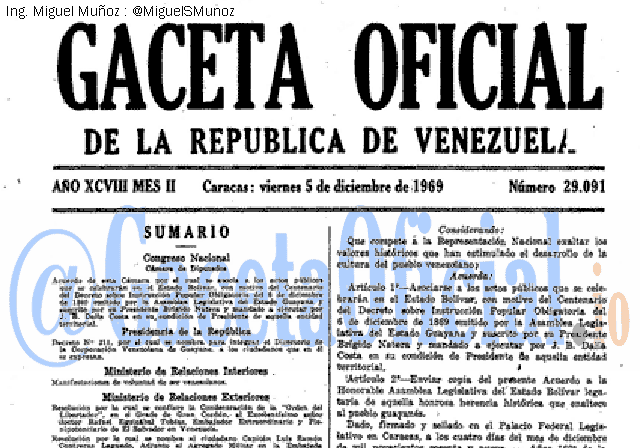 Gaceta Oficial 29091 del 5 Diciembre 1969