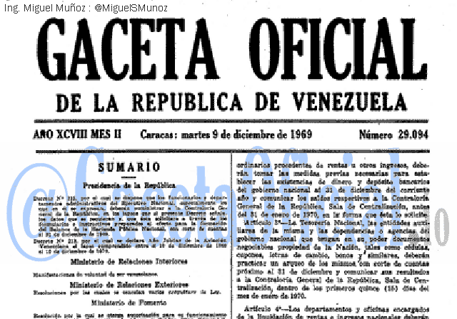 Gaceta Oficial 29094 del 9 Diciembre 1969