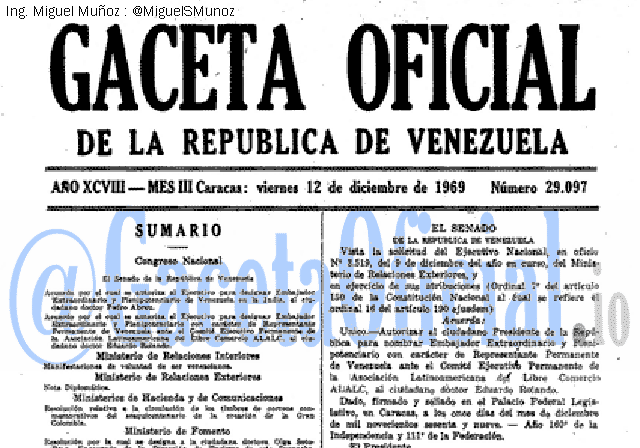 Gaceta Oficial 29097 del 12 Diciembre 1969