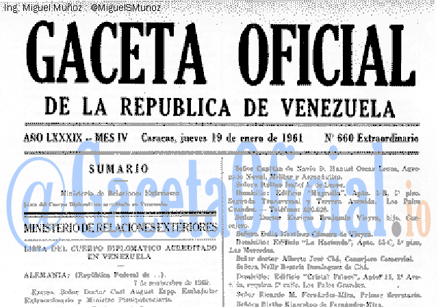Gaceta Oficial 660 del 19 Enero 1961