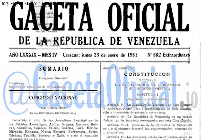 Gaceta Oficial 662 del 23 Enero 1961