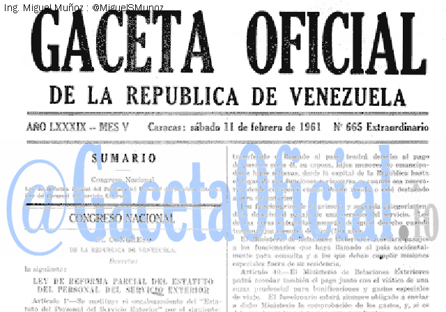 Gaceta Oficial 665 del 11 Febrero 1961