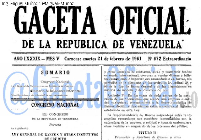 Gaceta Oficial 672 del 21 Febrero 1961
