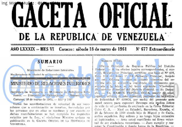 Gaceta Oficial 677 del 18 Marzo 1961