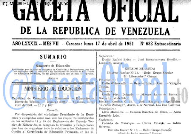 Gaceta Oficial 682 del 17 Abril 1961