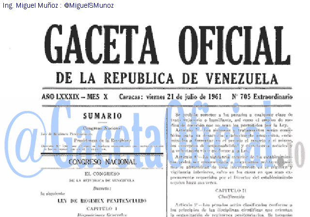 Gaceta Oficial 705 del 21 Julio 1961