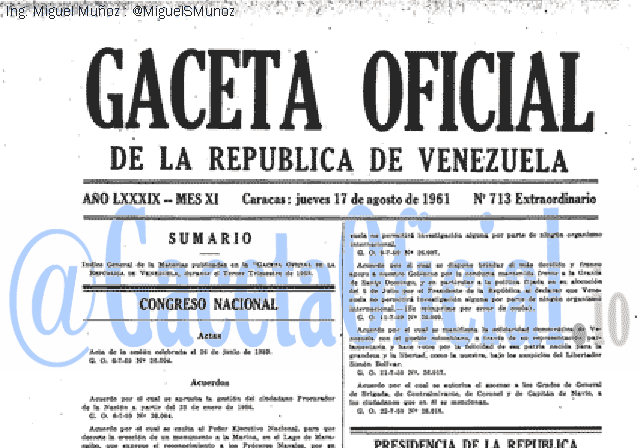 Gaceta Oficial 713 del 17 Agosto 1961