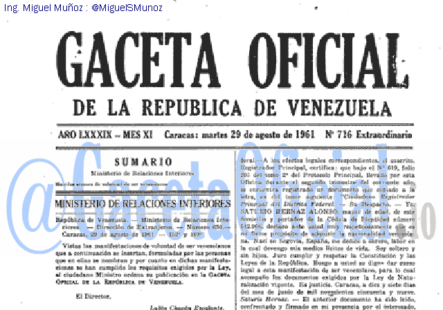 Gaceta Oficial 716 del 29 Septiembre 1961