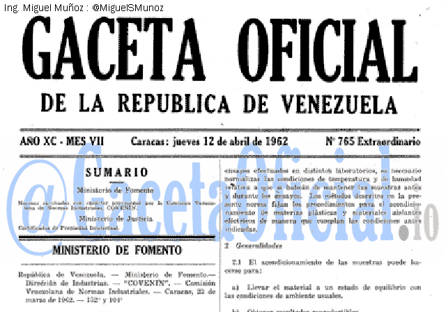 Gaceta Oficial 765 del 12 Abril 1962