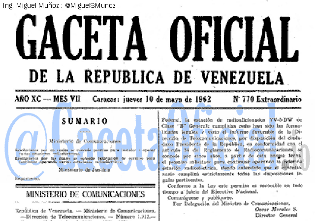 Gaceta Oficial 770 del 10 Mayo 1962