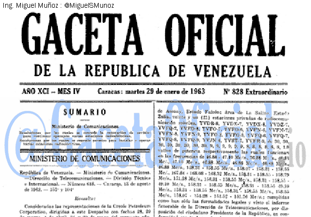 Gaceta Oficial 828 del 29 Enero 1963