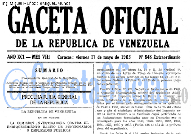 Gaceta Oficial 848 del 17 Mayo 1963