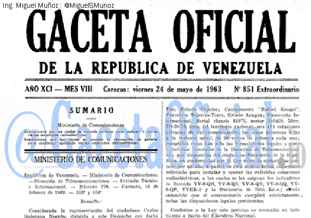 Gaceta Oficial 851 del 24 Mayo 1963