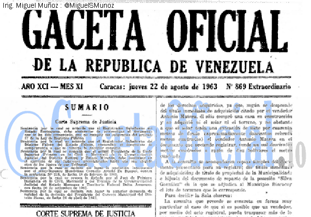 Gaceta Oficial 869 del 22 Agosto 1963
