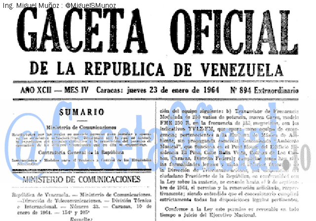 Gaceta Oficial 894 del 23 Enero 1964