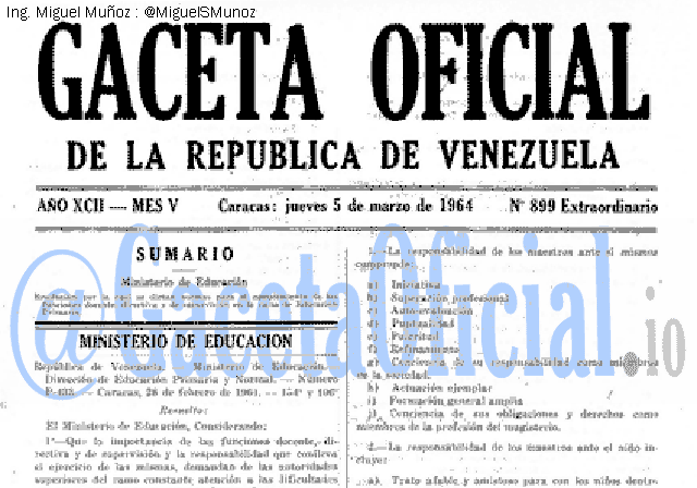 Gaceta Oficial 899 del 5 Marzo 1964