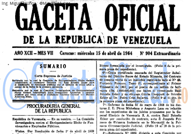 Gaceta Oficial 904 del 15 Abril 1964