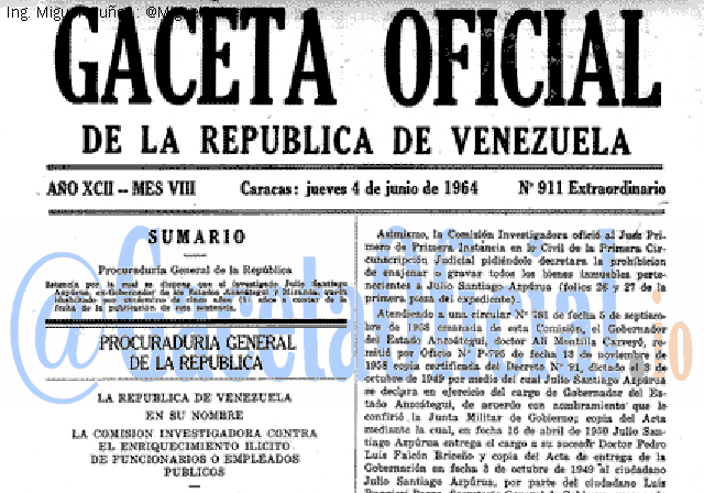 Gaceta Oficial 911 del 4 Junio 1964