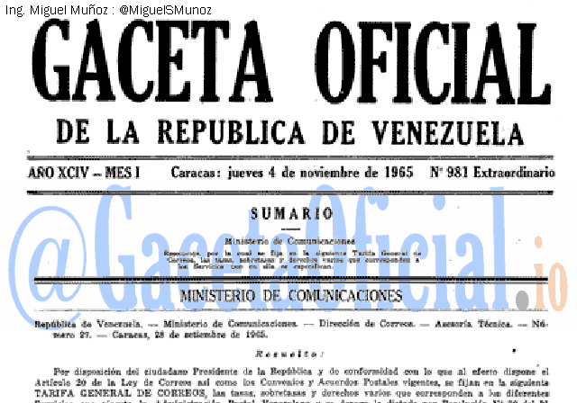 Gaceta Oficial 981 del 4 Noviembre 1965