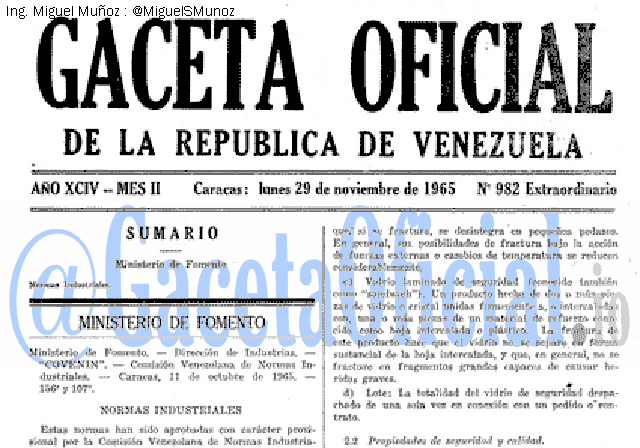 Gaceta Oficial 982 del 29 Noviembre 1965